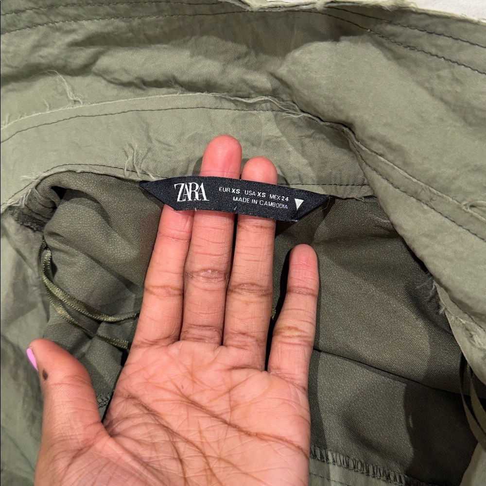 Zara Olive Patchwork Cropped Jacket - image 4